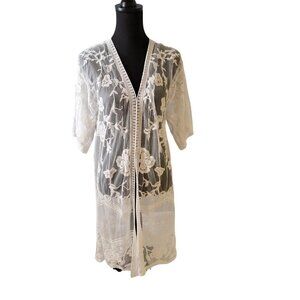 Above and Beyond White Beach Coverup Casual Bohemian Lace NWT NEW Size M